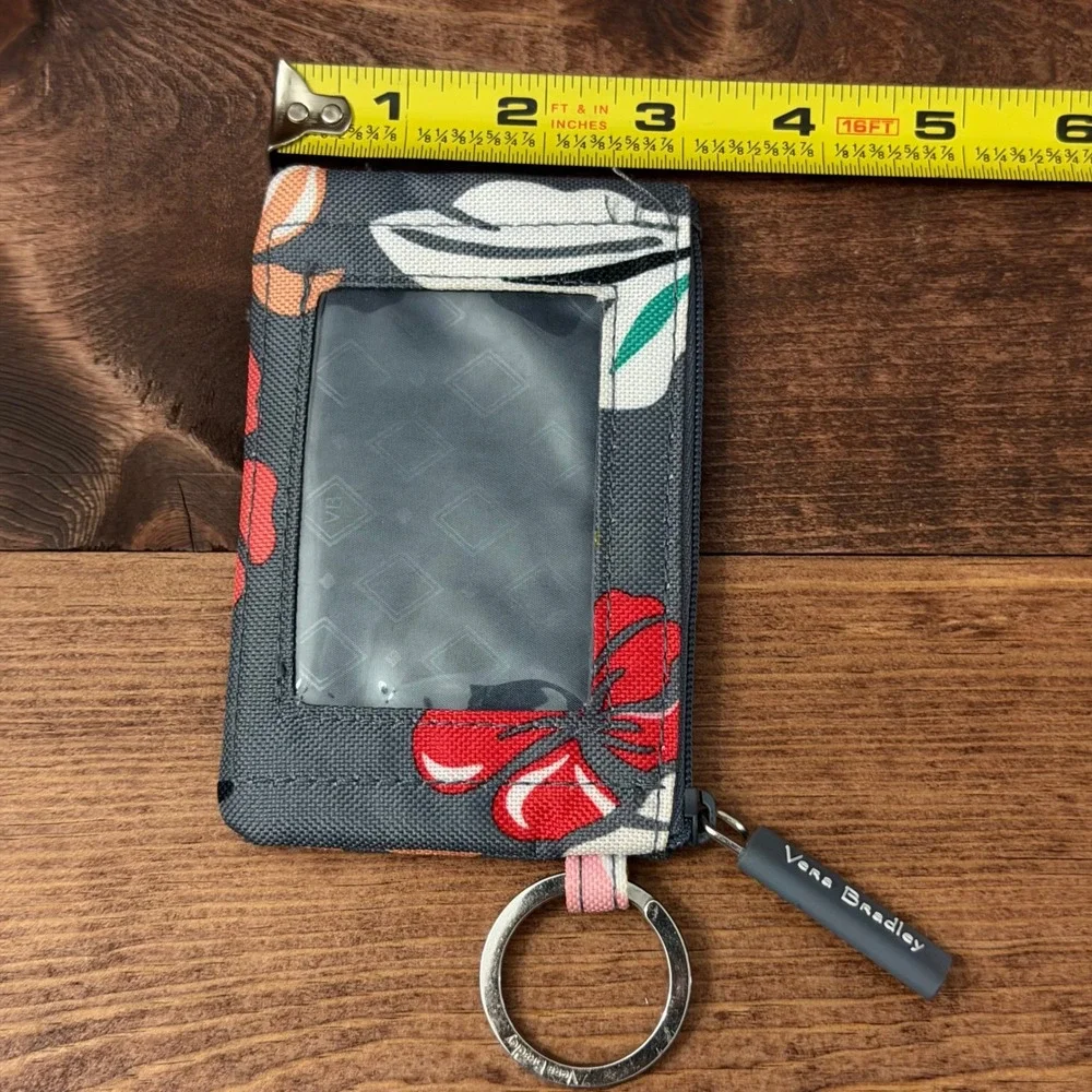Vera Bradley Zip ID Case Tropical Floral Gray Performance Twill Wallet SKU D